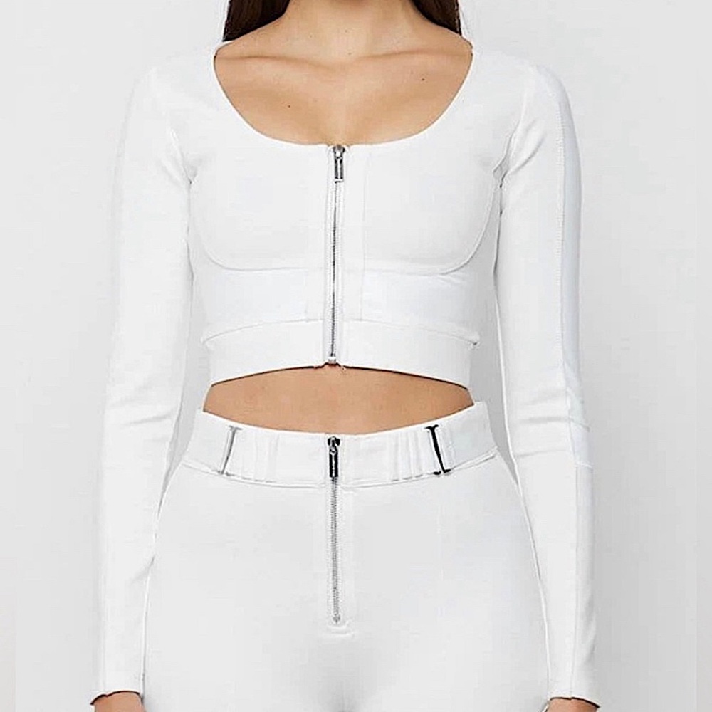 Manière De Voir Zip Front Active Top with Leather Accents